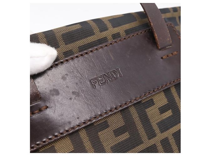 Borsa a mano FENDI Zucca Canvas Nero Marrone Auth 199124 - vista 9