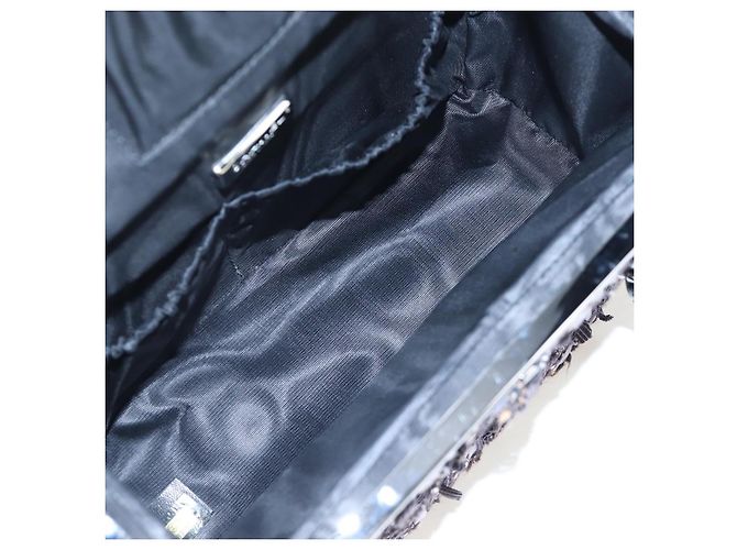 CHANEL Paris New York Line Chain Vanity Bag Tweed Gray Silver CC Auth 196581M Marrone Argento - vista 11