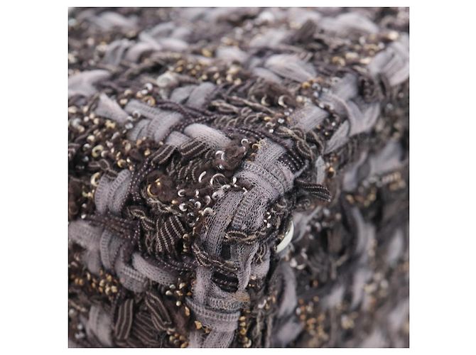 CHANEL Paris New York Line Chain Vanity Bag Tweed Gray Silver CC Auth 196581M Marrone Argento - vista 15