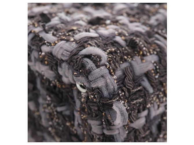 CHANEL Paris New York Line Chain Vanity Bag Tweed Gray Silver CC Auth 196581M Marrone Argento - vista 16