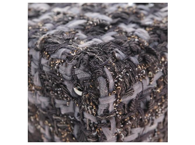 CHANEL Paris New York Line Chain Vanity Bag Tweed Gray Silver CC Auth 196581M Marrone Argento - vista 18