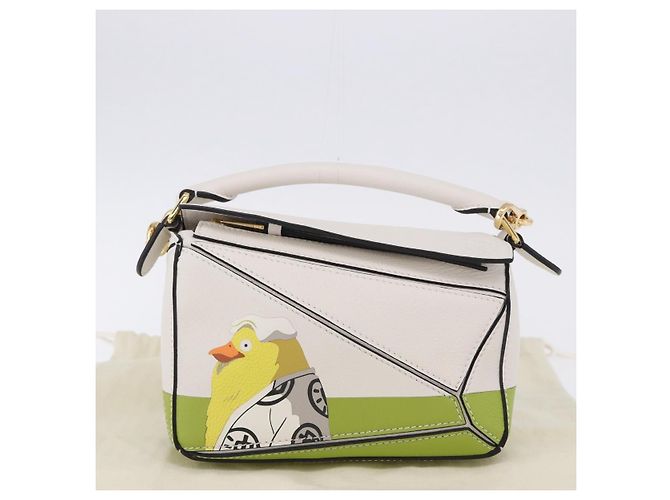 LOEWE Ghibli Spirited Away Ootori Sama Puzzle Bag Mini Pelle 2way Gold Auth 167504SM Bianco D'oro - vista 12