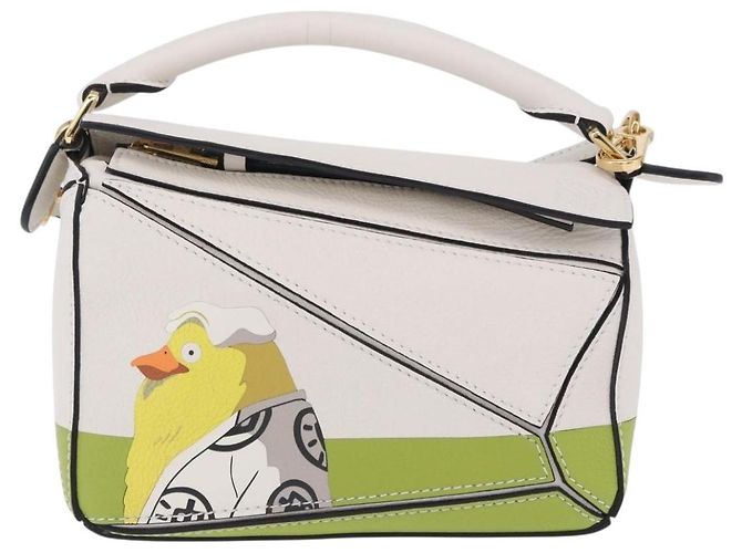 LOEWE Ghibli Spirited Away Ootori Sama Puzzle Bag Mini Pelle 2way Gold Auth 167504SM Bianco D'oro - vista 13