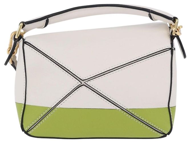 LOEWE Ghibli Spirited Away Ootori Sama Puzzle Bag Mini Pelle 2way Gold Auth 167504SM Bianco D'oro - vista 2