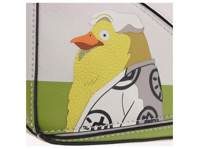 LOEWE Ghibli Spirited Away Ootori Sama Puzzle Bag Mini Pelle 2way Gold Auth 167504SM Bianco D'oro - vista 20