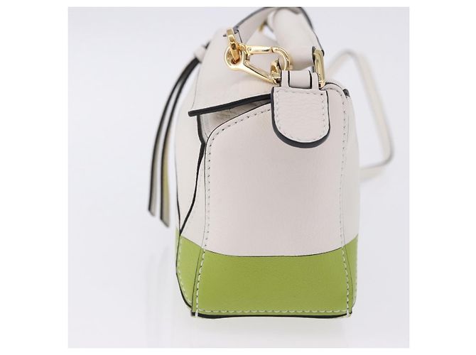 LOEWE Ghibli Spirited Away Ootori Sama Puzzle Bag Mini Pelle 2way Gold Auth 167504SM Bianco D'oro - vista 3