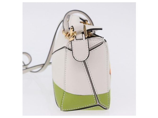 LOEWE Ghibli Spirited Away Ootori Sama Puzzle Bag Mini Pelle 2way Gold Auth 167504SM Bianco D'oro - vista 4