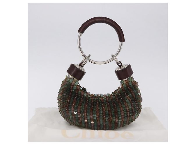 Chloé Chloe Bracelet Bag Phoebe Philo Era Perlen Grün Silber Auth 197517SM - Ansicht 12