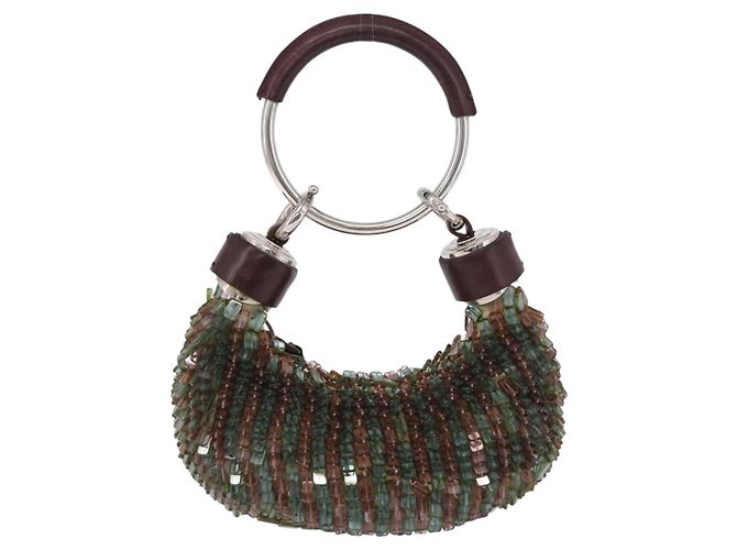 Chloé Chloe Bracelet Bag Phoebe Philo Era Perlen Grün Silber Auth 197517SM - Ansicht 13
