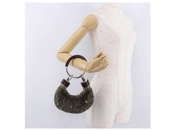 Chloé Chloe Bracelet Bag Phoebe Philo Era Perlen Grün Silber Auth 197517SM - Ansicht 21
