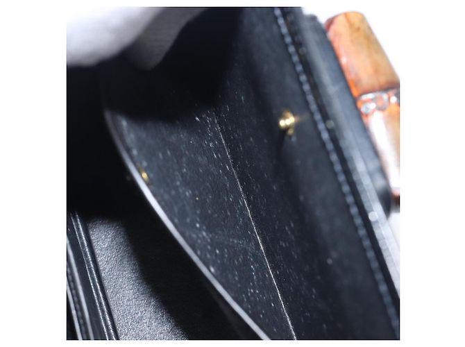 Bolso de mano GUCCI Bamboo de cuero negro y dorado 99 00 0633 Auth 199588V - vista 10