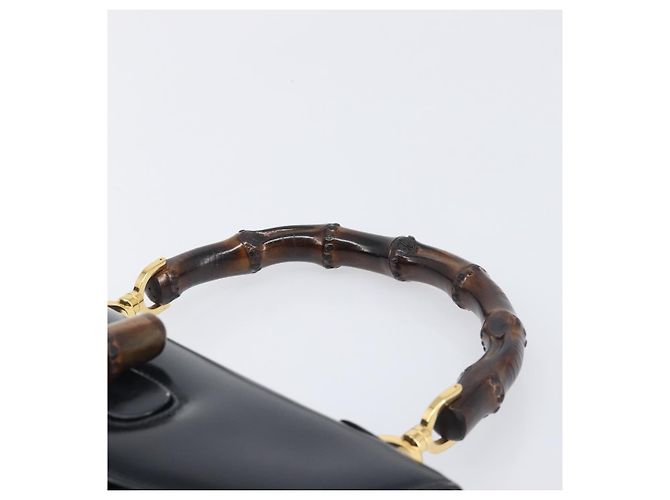 Bolso de mano GUCCI Bamboo de cuero negro y dorado 99 00 0633 Auth 199588V - vista 14