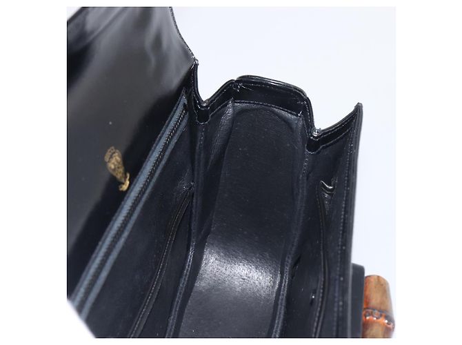 Bolso de mano GUCCI Bamboo de cuero negro y dorado 99 00 0633 Auth 199588V - vista 22