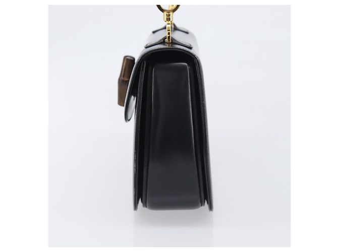 Bolso de mano GUCCI Bamboo de cuero negro y dorado 99 00 0633 Auth 199588V - vista 3