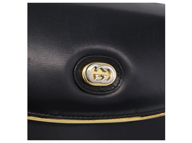 Borsa a tracolla GUCCI in pelle nera e oro Auth ka5927A Nero D'oro - vista 17
