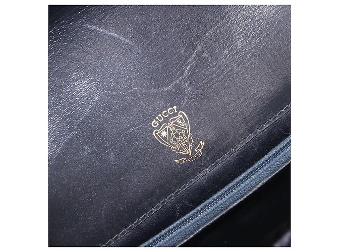 Borsa a tracolla GUCCI in pelle nera e oro Auth ka5927A Nero D'oro - vista 18
