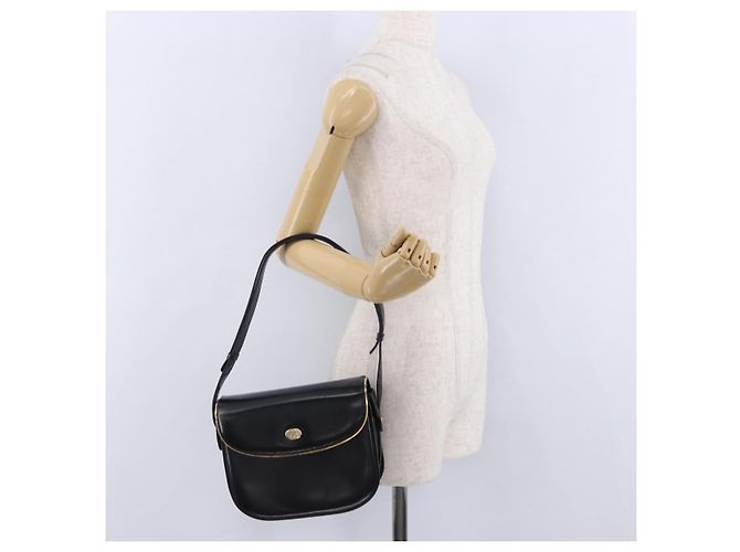 Borsa a tracolla GUCCI in pelle nera e oro Auth ka5927A Nero D'oro - vista 23