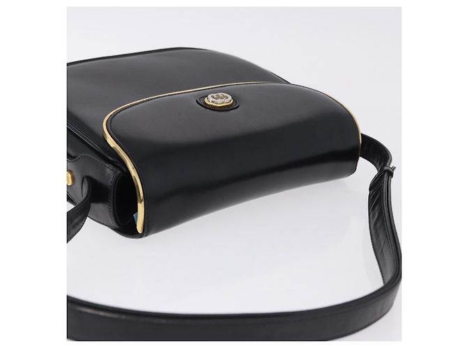 Borsa a tracolla GUCCI in pelle nera e oro Auth ka5927A Nero D'oro - vista 6