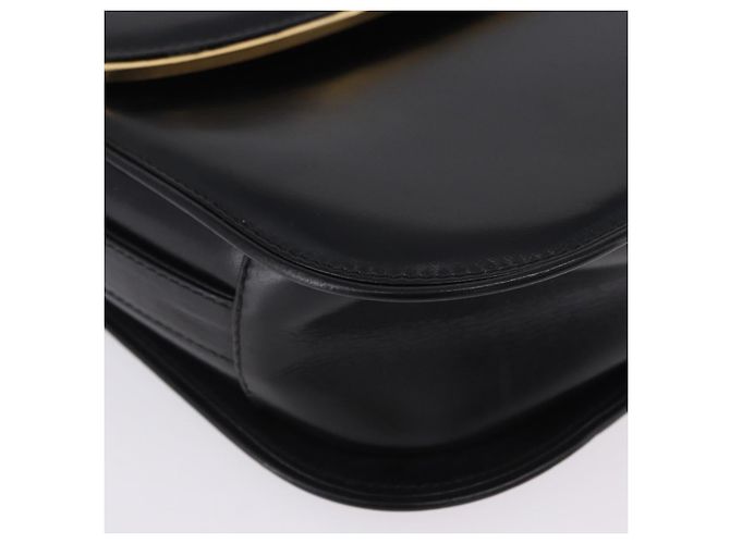 Borsa a tracolla GUCCI in pelle nera e oro Auth ka5927A Nero D'oro - vista 9
