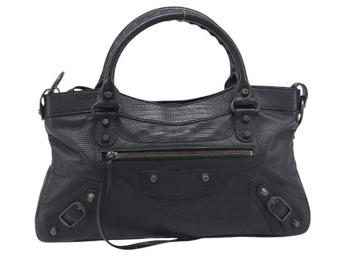 Borsa BALENCIAGA The First in pelle 2way Nera 103208 Auth 197324M Nero - vista 13