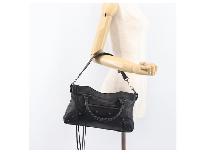 Borsa BALENCIAGA The First in pelle 2way Nera 103208 Auth 197324M Nero - vista 29