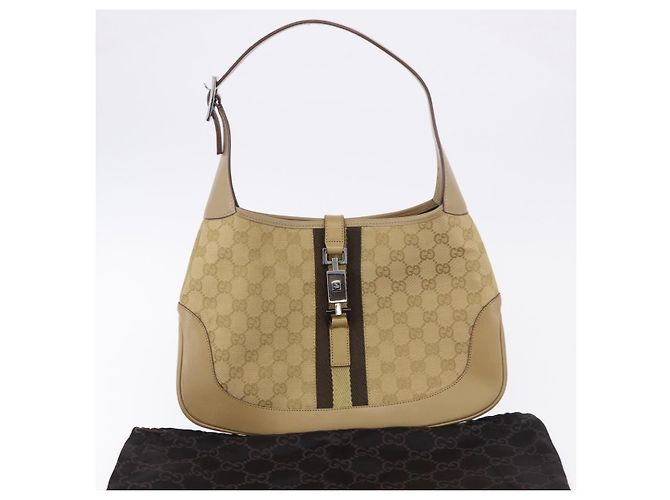 Borsa a tracolla GUCCI GG Canvas Jackie Beige Silver 00963 Auth 199624V Argento - vista 12