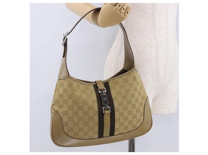 Borsa a tracolla GUCCI GG Canvas Jackie Beige Silver 00963 Auth 199624V Argento - vista 25