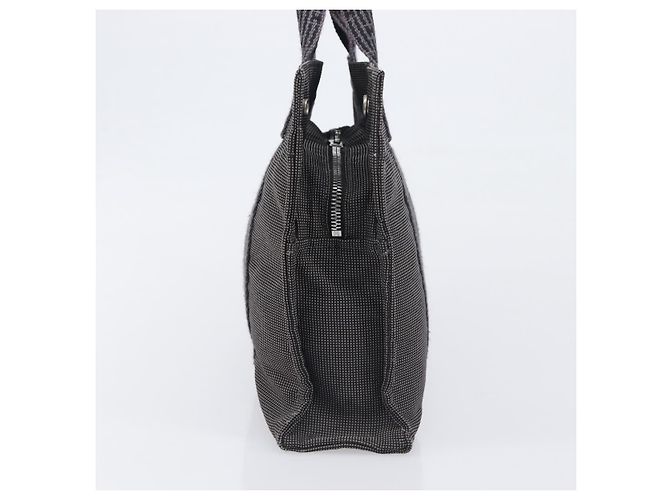 Hermès HERMES Her Line Tote PM Borsa Tote Canvas Gray Silver Auth 199054A Marrone Argento - vista 3
