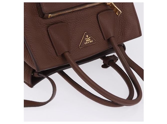 Borsa a mano PRADA in pelle Taurillon 2way Brown Gold Auth am12327V Marrone D'oro - vista 14