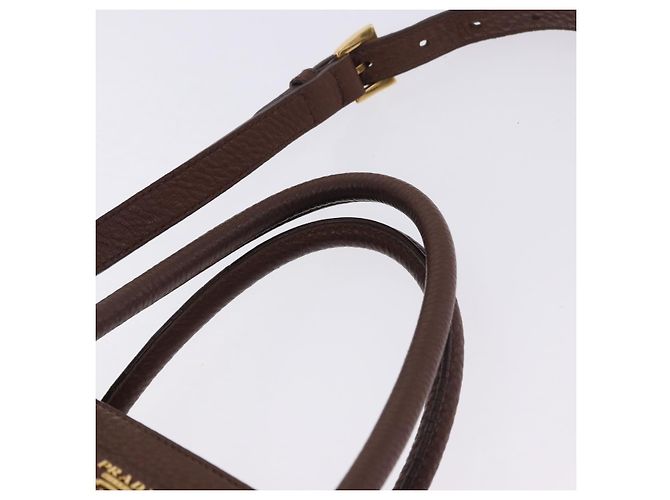 Borsa a mano PRADA in pelle Taurillon 2way Brown Gold Auth am12327V Marrone D'oro - vista 15