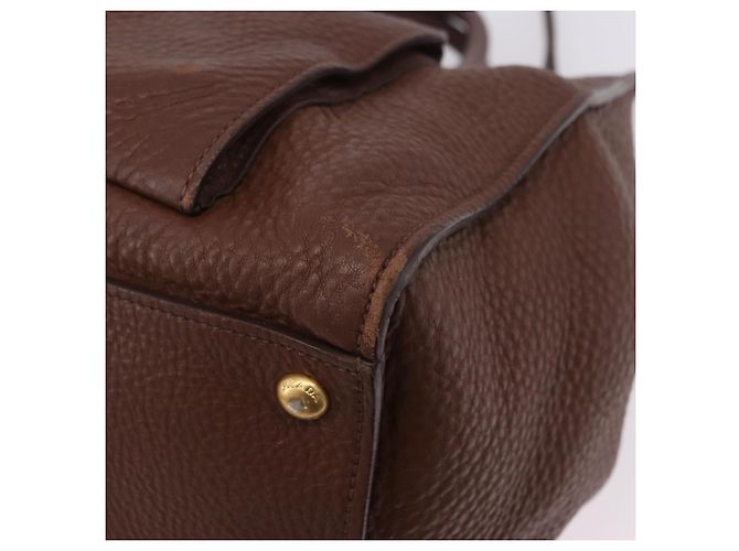 Borsa a mano PRADA in pelle Taurillon 2way Brown Gold Auth am12327V Marrone D'oro - vista 18