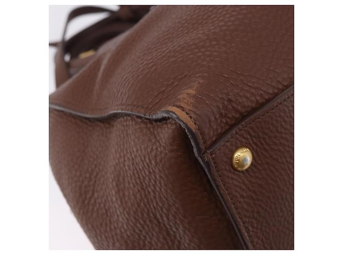 Borsa a mano PRADA in pelle Taurillon 2way Brown Gold Auth am12327V Marrone D'oro - vista 19