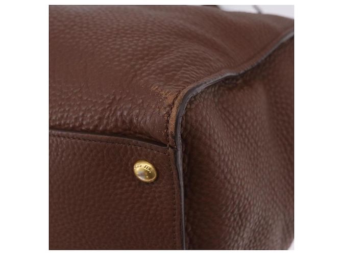 Borsa a mano PRADA in pelle Taurillon 2way Brown Gold Auth am12327V Marrone D'oro - vista 20