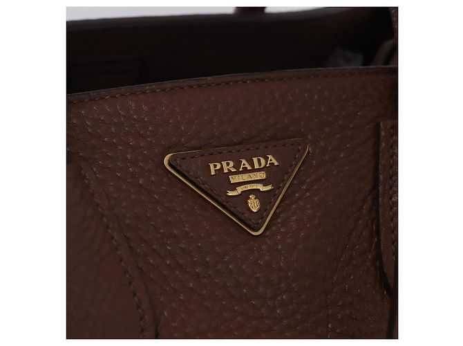 Borsa a mano PRADA in pelle Taurillon 2way Brown Gold Auth am12327V Marrone D'oro - vista 21