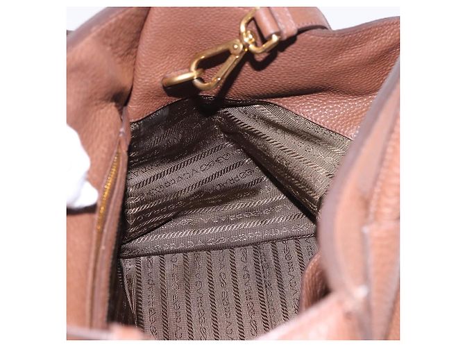 Borsa a mano PRADA in pelle Taurillon 2way Brown Gold Auth am12327V Marrone D'oro - vista 24