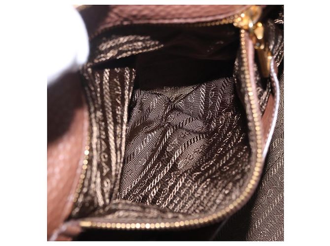 Borsa a mano PRADA in pelle Taurillon 2way Brown Gold Auth am12327V Marrone D'oro - vista 26