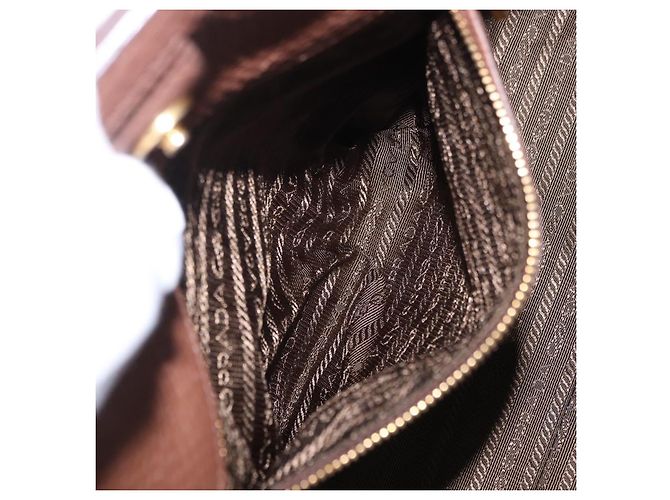 Borsa a mano PRADA in pelle Taurillon 2way Brown Gold Auth am12327V Marrone D'oro - vista 28