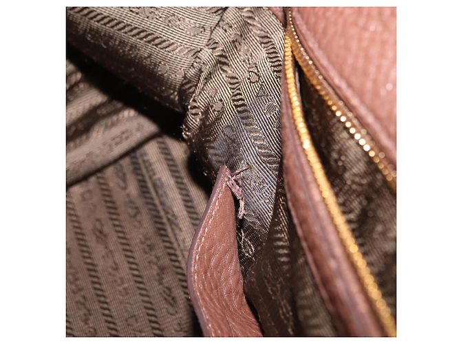 Borsa a mano PRADA in pelle Taurillon 2way Brown Gold Auth am12327V Marrone D'oro - vista 29