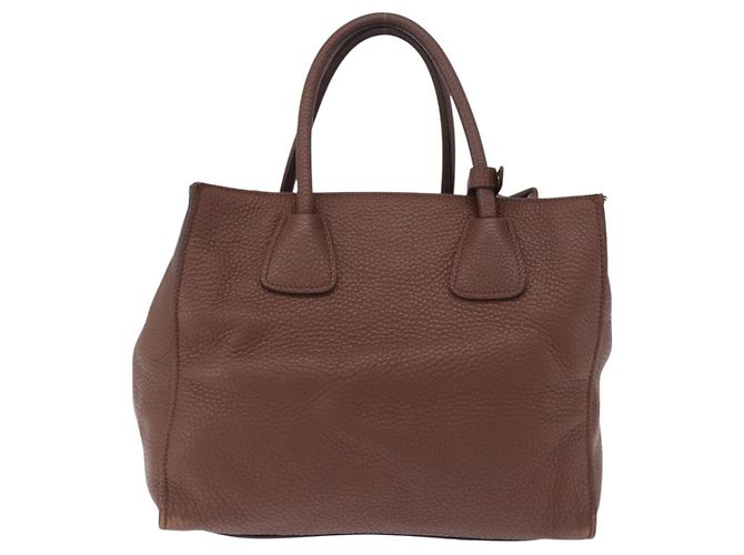 Borsa a mano PRADA in pelle Taurillon 2way Brown Gold Auth am12327V Marrone D'oro - vista 3