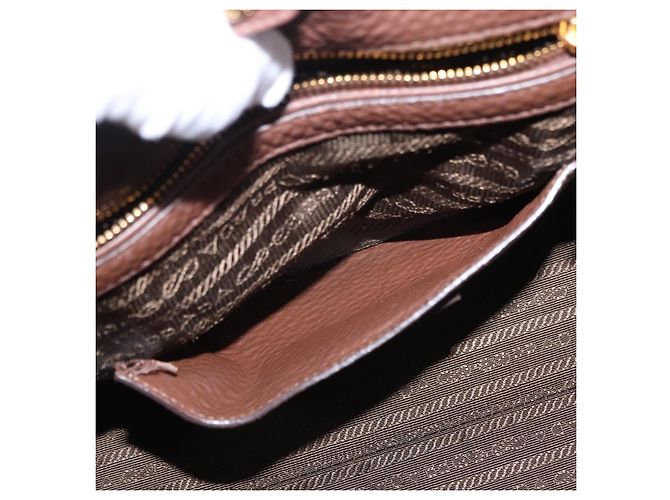 Borsa a mano PRADA in pelle Taurillon 2way Brown Gold Auth am12327V Marrone D'oro - vista 30