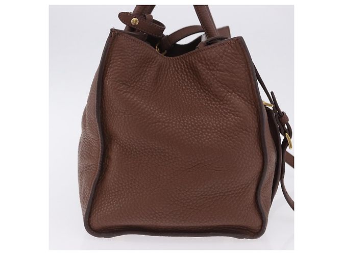 Borsa a mano PRADA in pelle Taurillon 2way Brown Gold Auth am12327V Marrone D'oro - vista 5