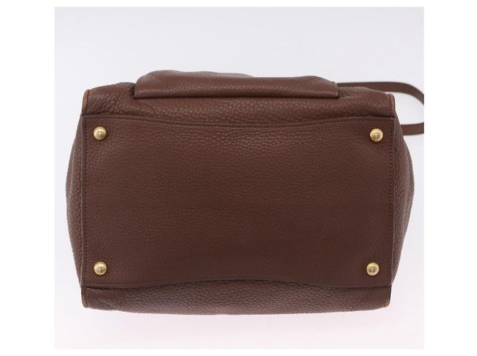 Borsa a mano PRADA in pelle Taurillon 2way Brown Gold Auth am12327V Marrone D'oro - vista 6