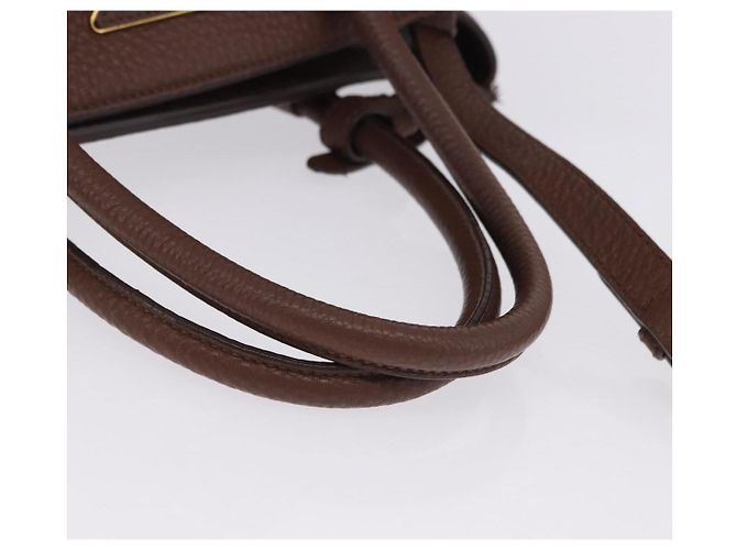 Borsa a mano PRADA in pelle Taurillon 2way Brown Gold Auth am12327V Marrone D'oro - vista 7