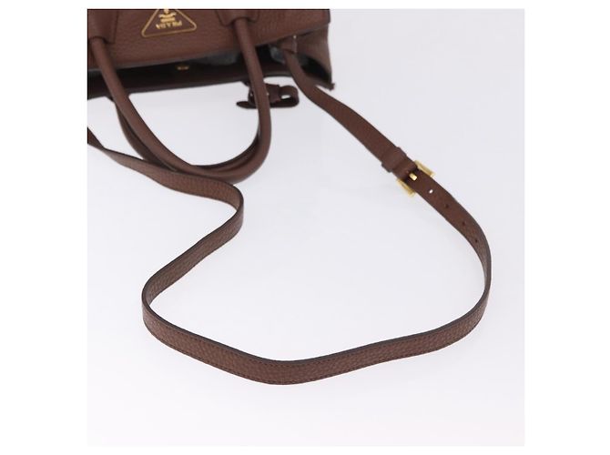 Borsa a mano PRADA in pelle Taurillon 2way Brown Gold Auth am12327V Marrone D'oro - vista 8