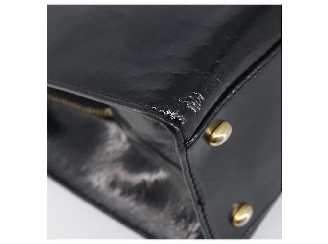 Céline CELINE Handtasche aus Leder Schwarz Goldfarben Auth 200206 - Ansicht 10