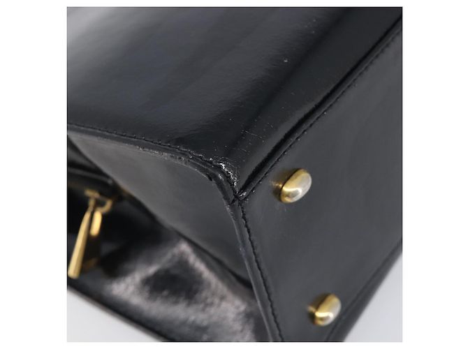Céline CELINE Handtasche aus Leder Schwarz Goldfarben Auth 200206 - Ansicht 16