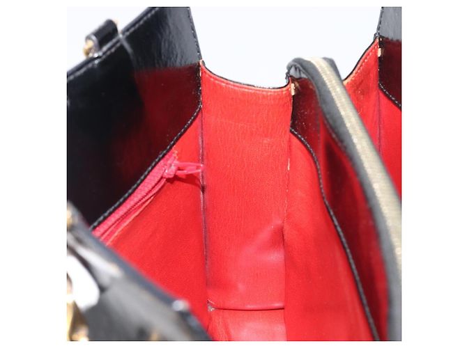 Céline CELINE Handtasche aus Leder Schwarz Goldfarben Auth 200206 - Ansicht 18