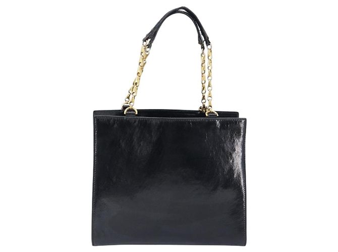 Céline CELINE Handtasche aus Leder Schwarz Goldfarben Auth 200206 - Ansicht 2