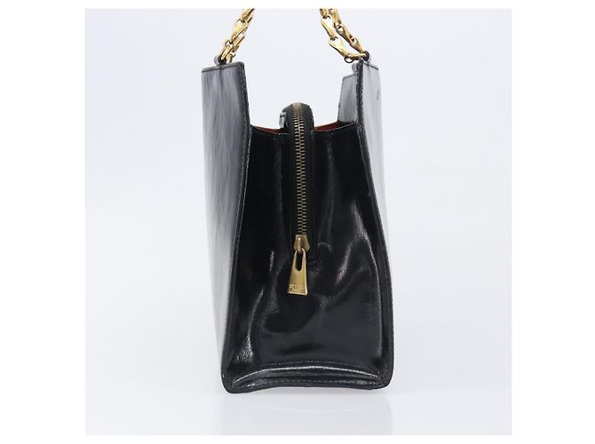 Céline CELINE Handtasche aus Leder Schwarz Goldfarben Auth 200206 - Ansicht 4