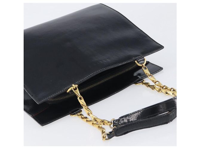 Céline CELINE Handtasche aus Leder Schwarz Goldfarben Auth 200206 - Ansicht 6